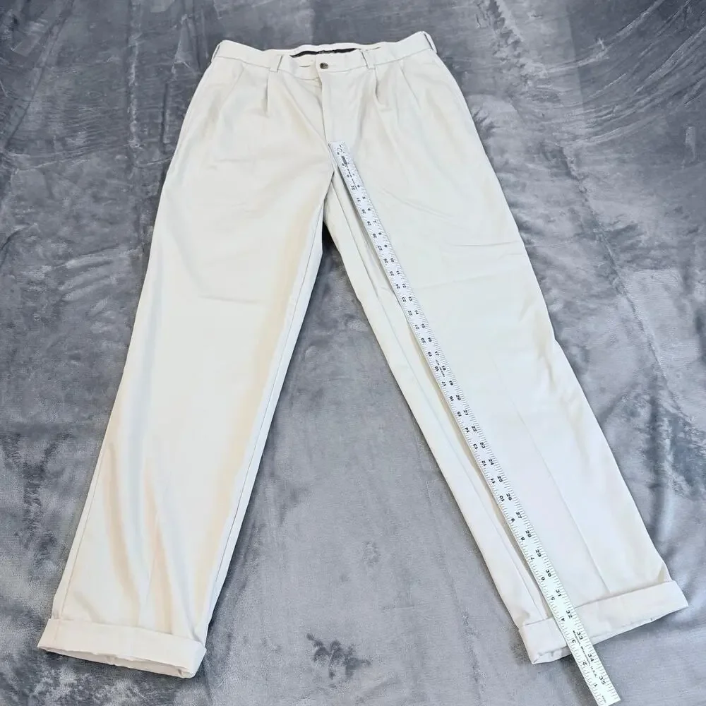 Brooks Brothers Off-White Pleated Chinos